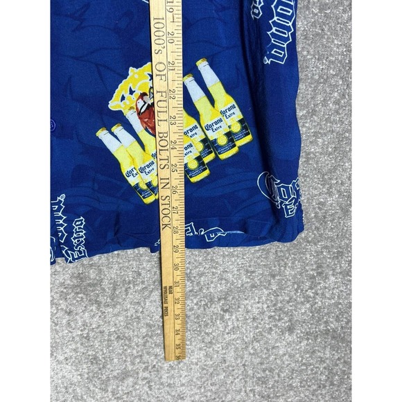 Corona Extra Hawaiian Button Up Shirt Mens XL Blue‎ Short Sleeve Rayon - Picture 6 of 7